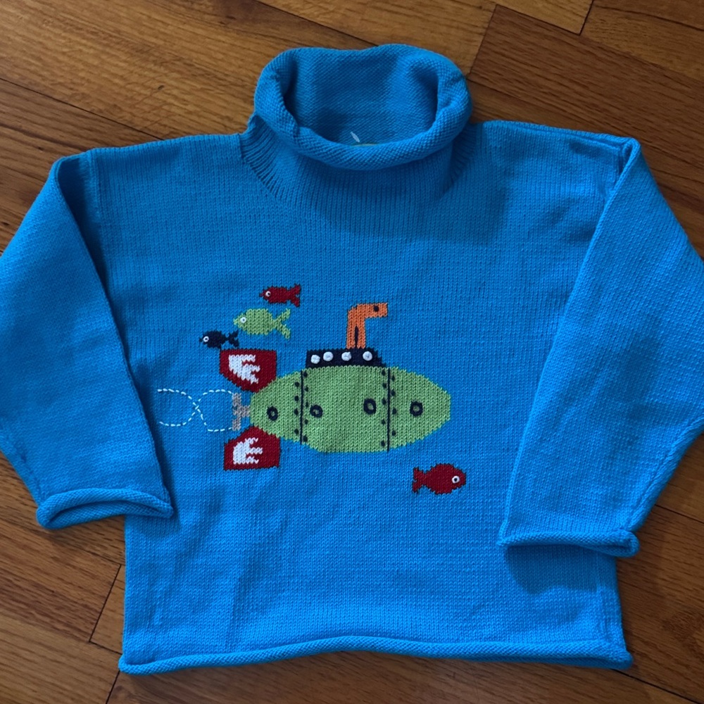 Kids Blue Submarine Sweater! New without tags!